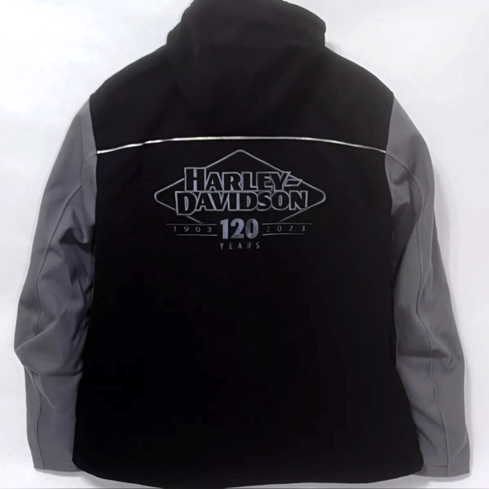 RARE Harley Davidson 120th Anniversary Reflector Riding Hooded Jacket Men L New